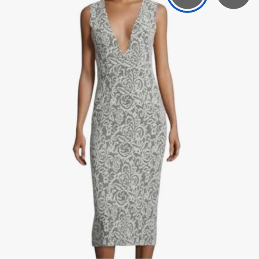 Alice + Olivia Gray Midi Pencil Skirt
